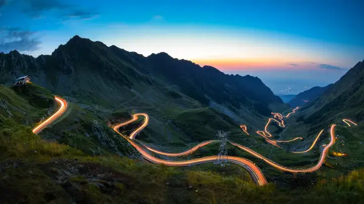 Mountain road at night